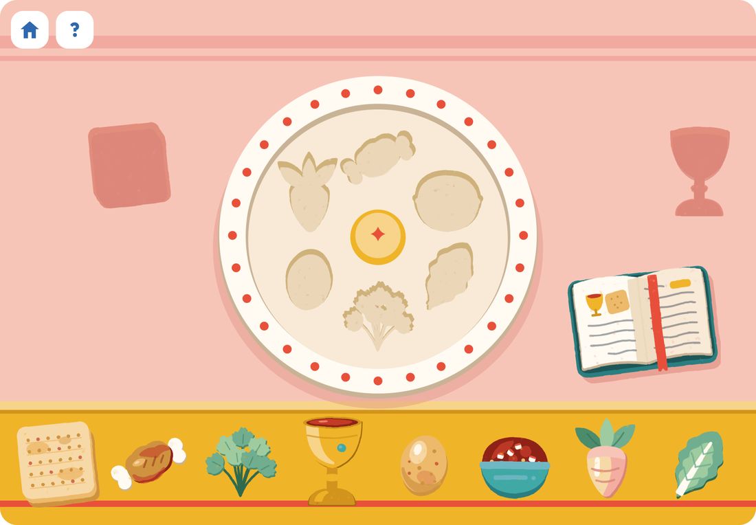 The seder plate on a tablet